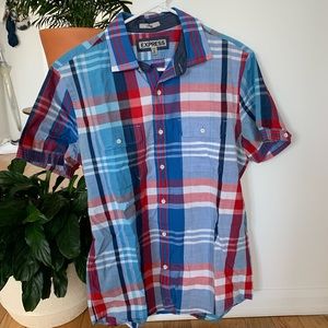 Express | NWOT Plaid Short Sleeved Button Down
